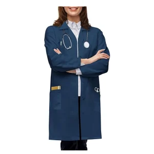 NY Threads Professional Lab Coat for Women, Long Sleeve Poly Cotton Medical Coat