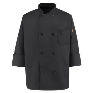 Chef Designs Hospitality Chef Coats Eight Pearl Button Black Chef Coat
