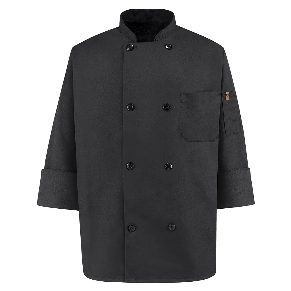 Chef Designs Hospitality Chef Coats Eight Pearl Button Black Chef Coat